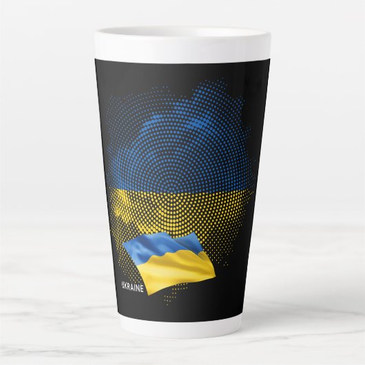 Tasse Latte Drapeau de l'Ukraine (Devant)