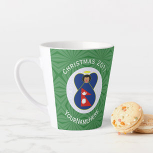 Tasse Latte Drapeau de Noël ange népalais personnalisé 