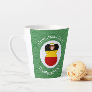 Tasse Latte Drapeau de Noël personnalisé à l'ange allemand