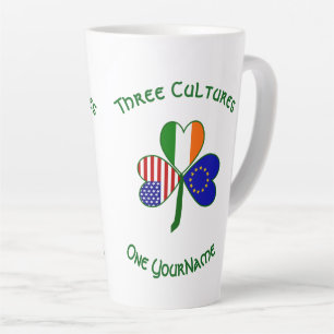 Tasse Latte Drapeau de Trèfle personnalisé de l'Union européen