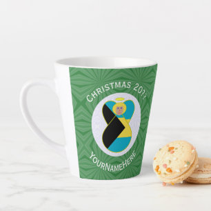 Tasse Latte Drapeau des Bahamas Blonde Ange Noël Personnalisé