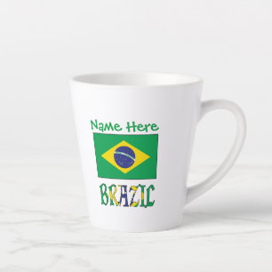Tasse Latte Drapeau du Brésil Personnalisé Petit