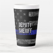 Tasse Latte Drapeau en détresse du shérif adjoint (Devant)
