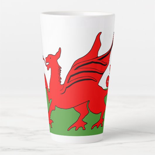 Tasse Latte Drapeau gallois du dragon rouge (Devant)