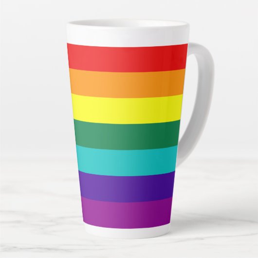 Tasse Latte Drapeau Gay pride arc-en-ciel 7 bandes (Angle droit)