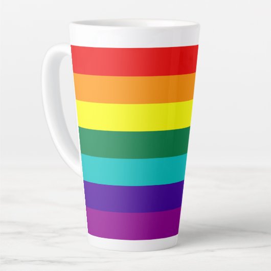 Tasse Latte Drapeau Gay pride arc-en-ciel 7 bandes (Angle gauche)