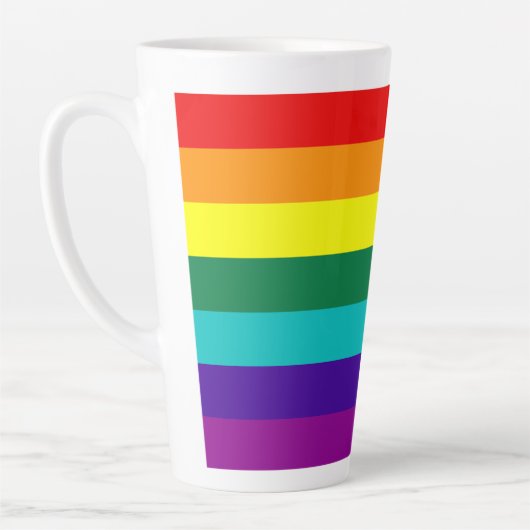 Tasse Latte Drapeau Gay pride arc-en-ciel 7 bandes (Gauche)