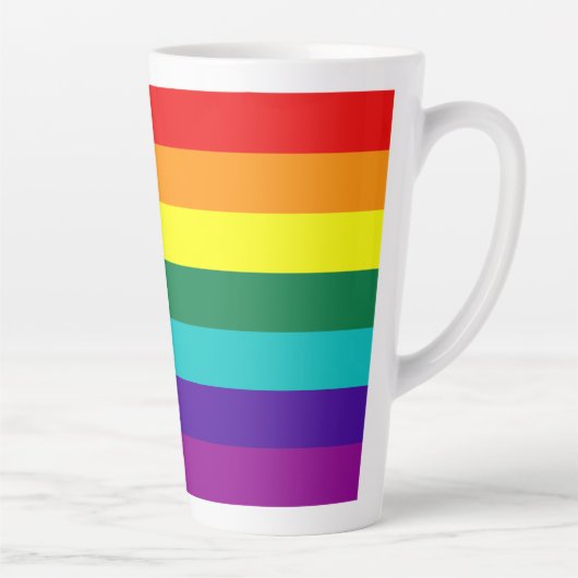 Tasse Latte Drapeau Gay pride arc-en-ciel 7 bandes (Droite)