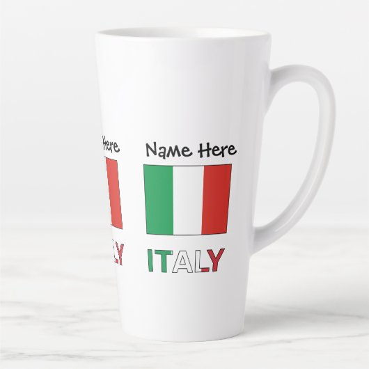 Tasse Latte Drapeau italien avec votre nom (Droite)