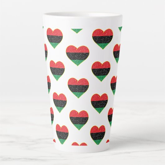 Tasse Latte drapeau panafricain cœur histoire noire afro-améri (Devant)