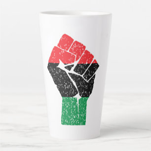 Tasse Latte Drapeau panafricain Poing, histoire noire afro-amé