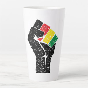 Tasse Latte Drapeau panafricain Poing, histoire noire afro-amé
