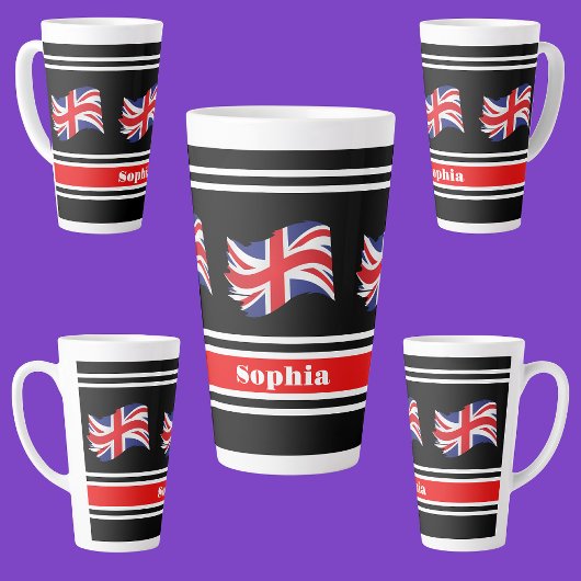 Tasse Latte Drapeau personnalisé du Royaume-Uni