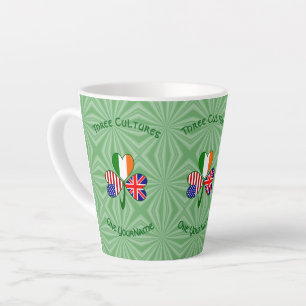 Tasse Latte Drapeau personnalisé trèfle Américain Irlandais Br