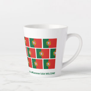 Tasse Latte Drapeau Portugal personnalisé bienvenue