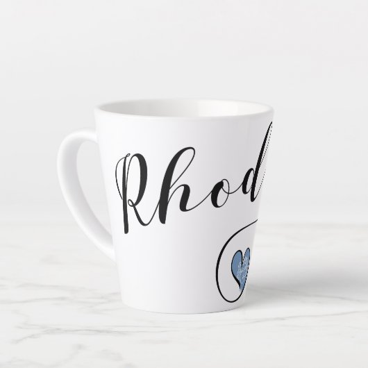 Tasse Latte Drapeau Rhodes En Coeur, Grèce (Angle gauche)