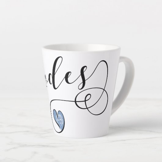 Tasse Latte Drapeau Rhodes En Coeur, Grèce (Angle droit)