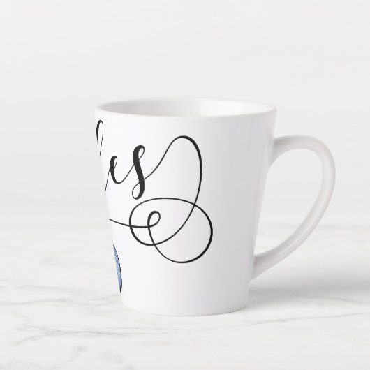 Tasse Latte Drapeau Rhodes En Coeur, Grèce (Droite)