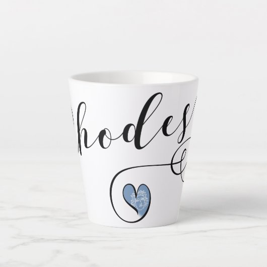 Tasse Latte Drapeau Rhodes En Coeur, Grèce (Devant)