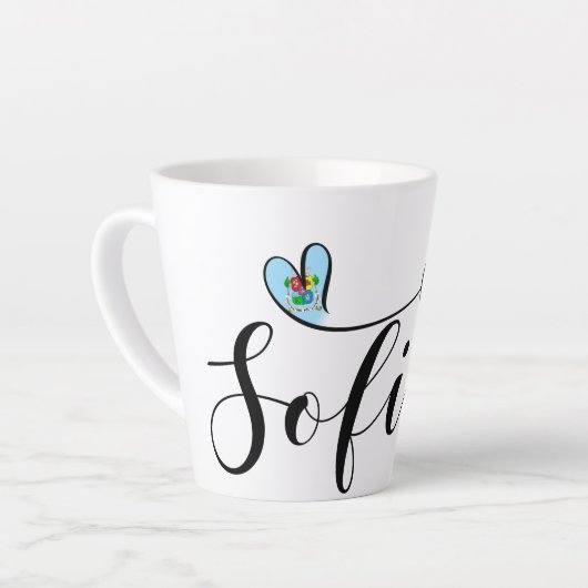 Tasse Latte Drapeau Sofia, Je Coeur Sofia, Bulgarie (Angle gauche)