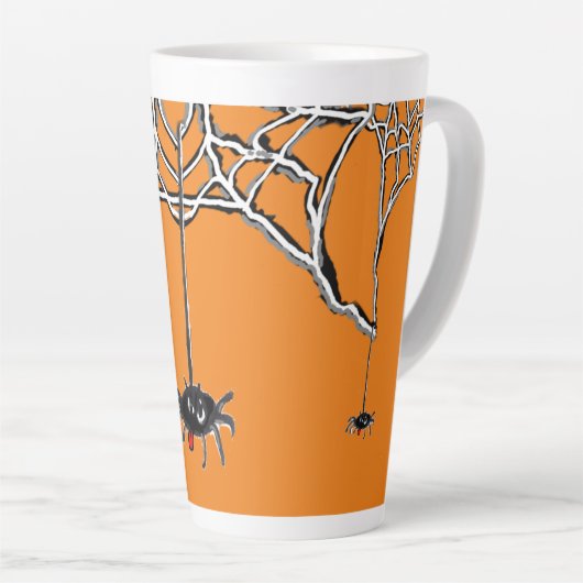Tasse Latte Drôle Aiders Cartoon Cust. Musique en latte orange (Angle droit)