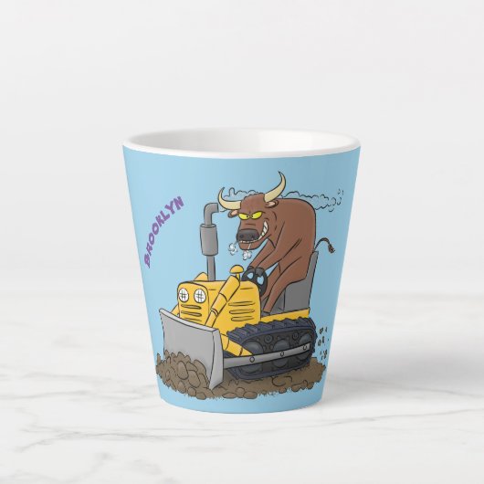 Tasse Latte Drôle bulldozer de conduite de taureaux (Devant)