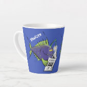 Tasse Latte Drôle caricature de poisson de pêcheur (Angle gauche)