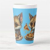 Tasse Latte Drôle coyote manger pizza (Devant)