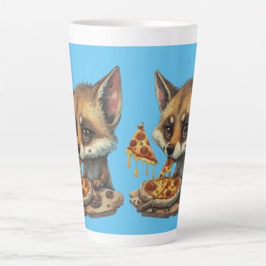 Tasse Latte Drôle coyote manger pizza (Devant)