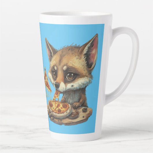 Tasse Latte Drôle coyote manger pizza (Droite)