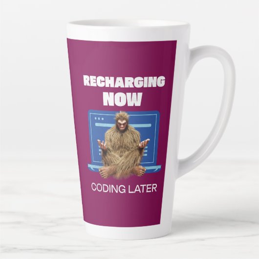 Tasse Latte Drôle de Bigfoot Programmeur Rechargeant le Codage (Droite)