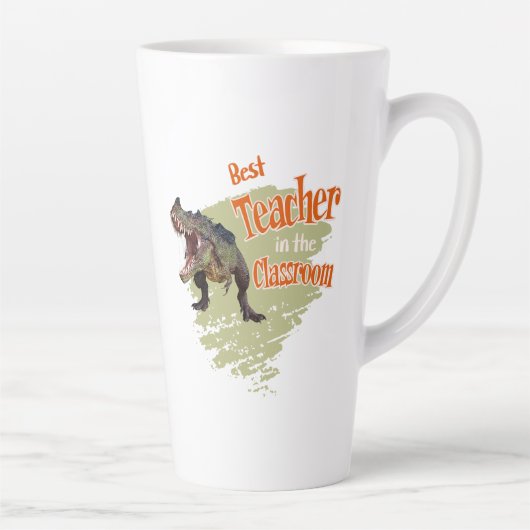Tasse Latte Drôle de dinosaure Meilleur enseignant de la class (Droite)