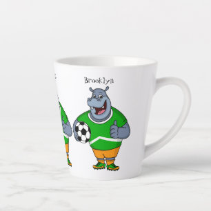 Tasse Latte Drôle de joueur de football hippo dessin humoristi