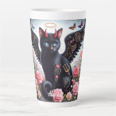Tasse Latte Drôle démon noir et chat ange (Devant)