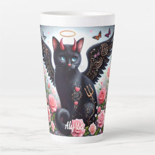 Tasse Latte Drôle démon noir et chat ange