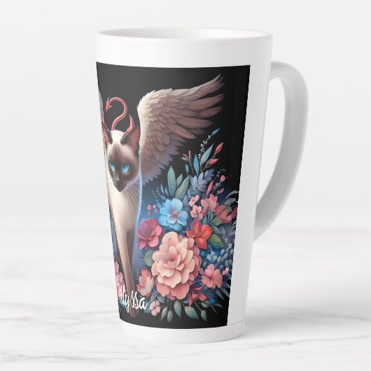 Tasse Latte Drôle démon siamois et chat ange (Angle droit)