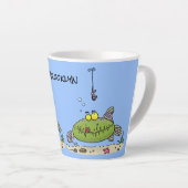 Tasse Latte Drôle gras affamé poisson vert dessin de pêche (Angle droit)