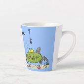 Tasse Latte Drôle gras affamé poisson vert dessin de pêche (Droite)
