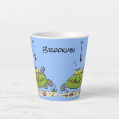 Tasse Latte Drôle gras affamé poisson vert dessin de pêche (Devant)