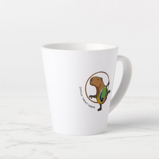 Tasse Latte Drôle Gymnaste rythmique Capybara Hoop Dessin (Angle droit)