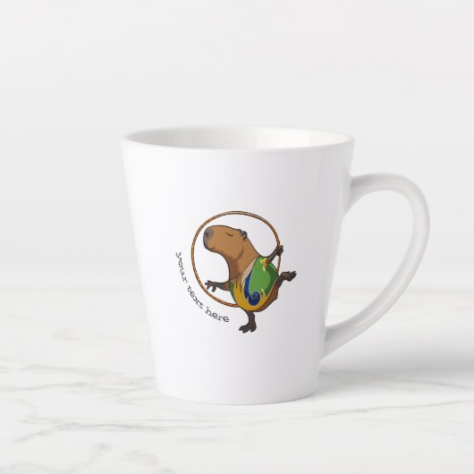 Tasse Latte Drôle Gymnaste rythmique Capybara Hoop Dessin (Droite)