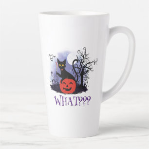 Tasse Latte Drôle Halloween Bewitched Chat noir Quoi?