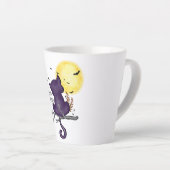 Tasse Latte Drôle Halloween Chat noir et Lune magique (Angle droit)