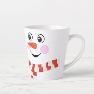 Tasse Latte Drôle Happy Face Snowman Écart d'hiver Hot Coca