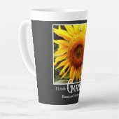 Tasse Latte Drôle jardinage disant jaune soleil (Angle gauche)