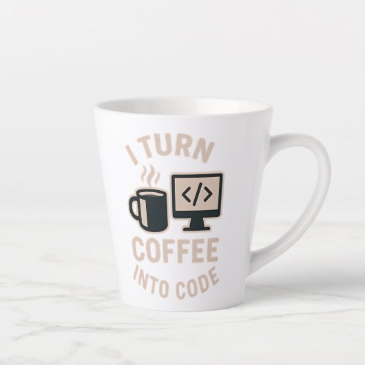 Tasse Latte Drôle Je Transforme Le Café En Code (Droite)