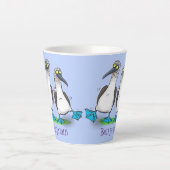 Tasse Latte Drôle, joyeux croquis à pieds bleus dansant dessin (Devant)