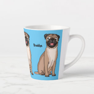 Tasse Latte Drôle joyeux dessin animé de chien de carlin