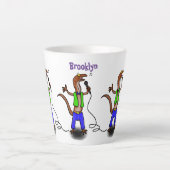 Tasse Latte Drôle lézard chantant avec bande dessinée de micro (Devant)