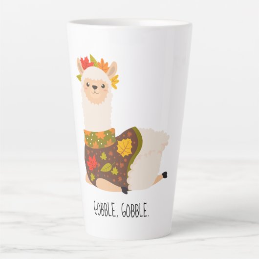 Tasse Latte Drôle Llama Turquie Thanksgiving (Devant)